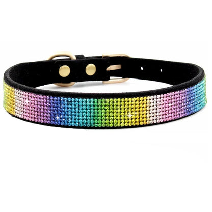 Glitter Rhinestone Dog Collar with Zinc Alloy Buckle for Small Pets