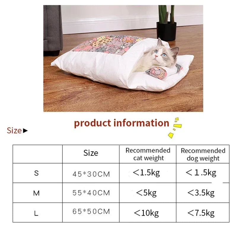 Kawaii Cozy Removable Cat Bed House for Adult Cats and Dogs