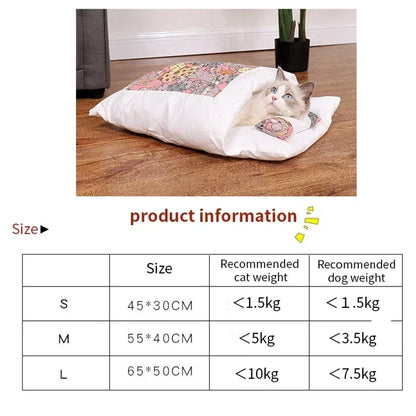 Kawaii Cozy Removable Cat Bed House for Adult Cats and Dogs