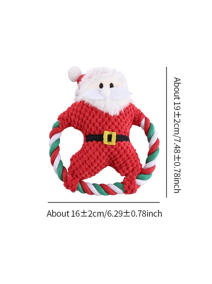 Christmas Cotton Rope Plush Dog Toys for Chewing and Play