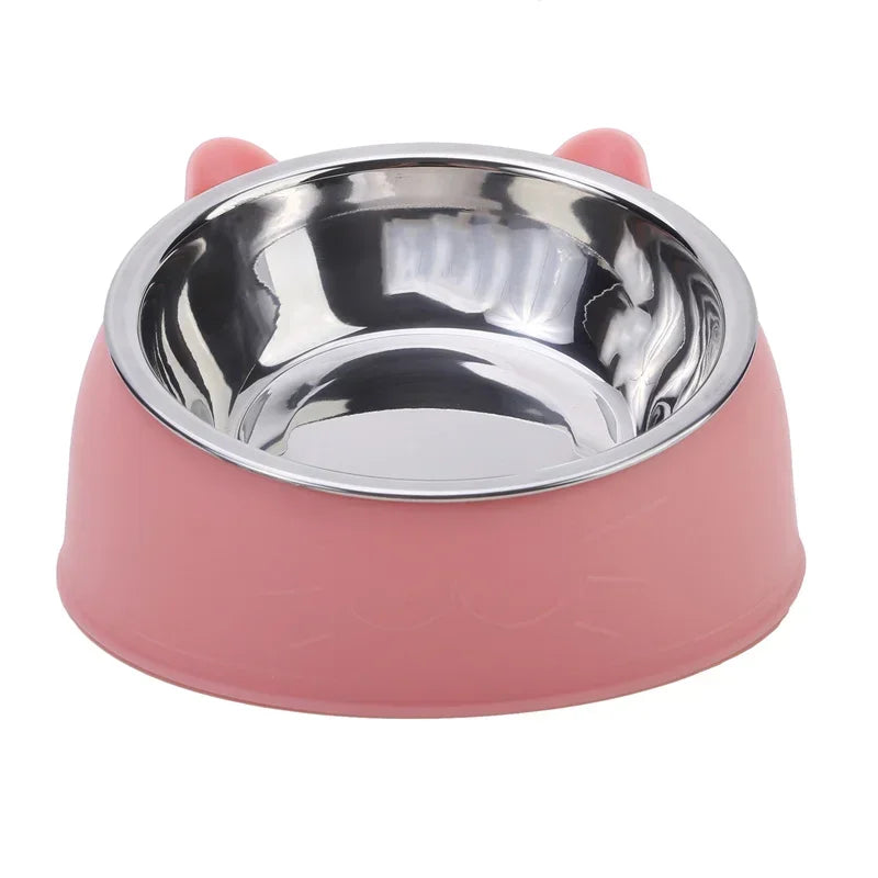 Inclined Stainless Steel Cat and Dog Feeding Bowl