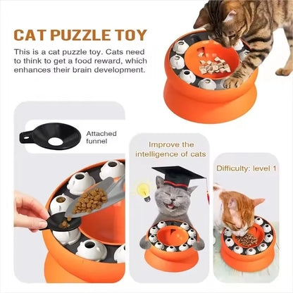 Interactive Cat Slow Feeder Puzzle Bowl for Healthy Eating