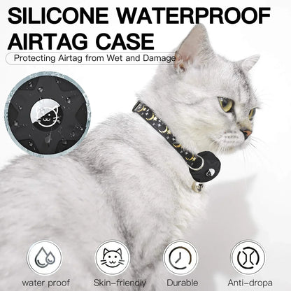 Reflective Cat Collar with Airtag Holder and Safety Breakaway
