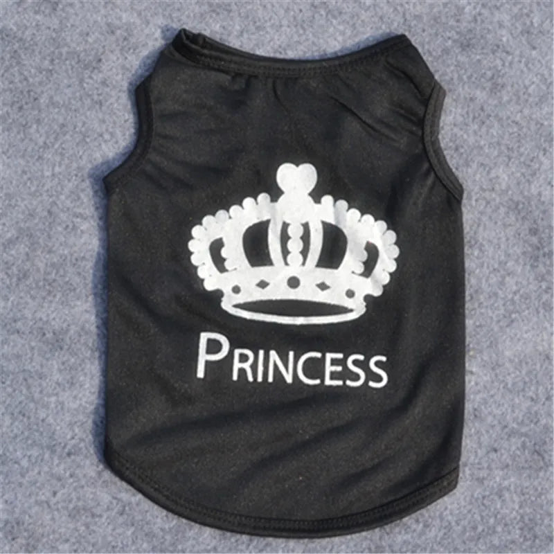 Crown Print Dog T-Shirt for Small Dogs and Puppies