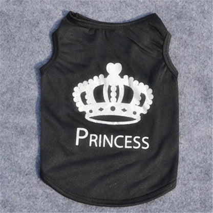 Crown Print Dog T-Shirt for Small Dogs and Puppies