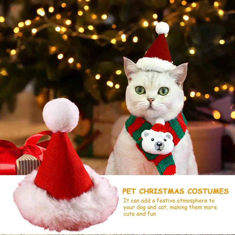 Adjustable Christmas Hat and Scarf for Dogs Up to 20kg