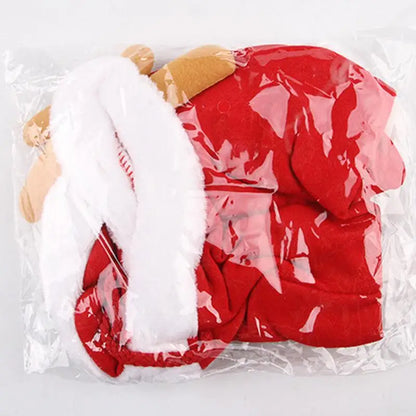 Santa Cape Costume for Cats and Dogs with Red Scarf