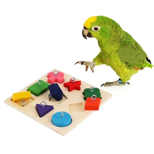 Interactive Wooden Puzzle Toy for Parrots and Birds