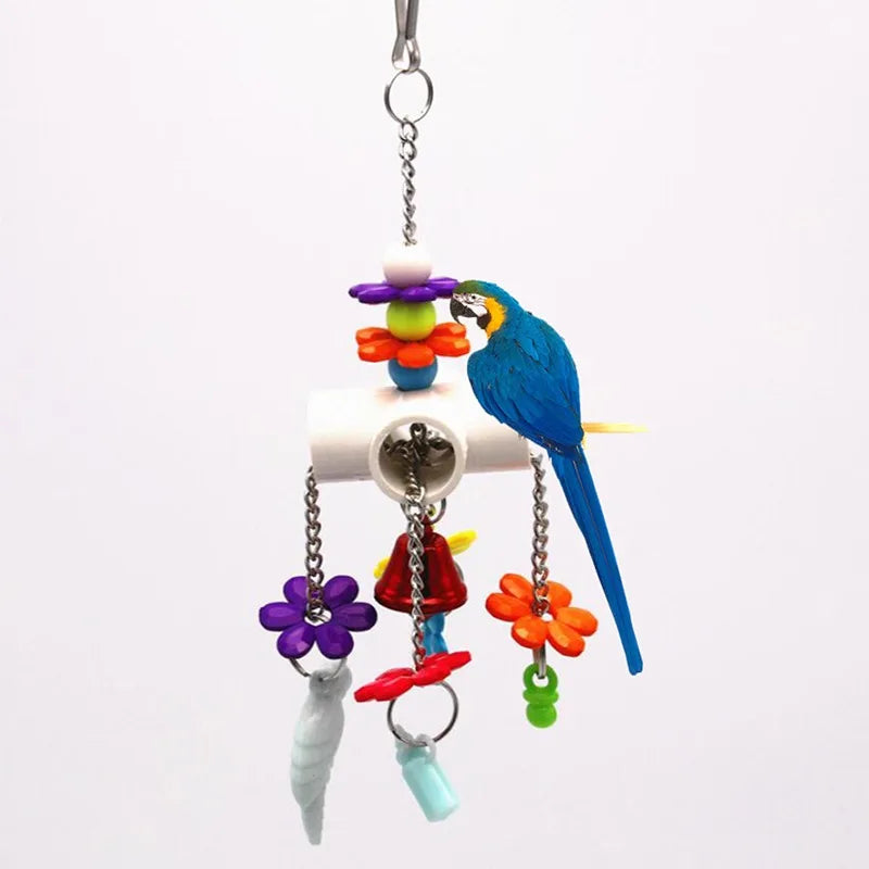 Stainless Steel Bird Toys with Chewable Acrylic Pots