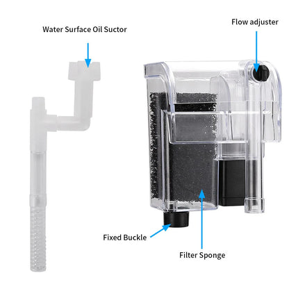 3.5W External Hang-On Aquarium Filter with Oxygen Pump