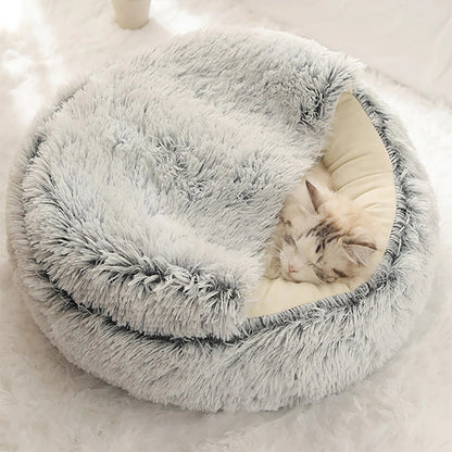 Fluffy Hooded Pet Bed for Cats and Small Dogs
