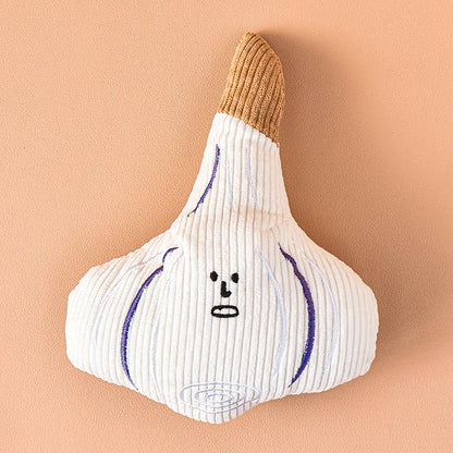 Plush Dog Chew Toy Set - Onion, Mushroom, Garlic Squeaky Toy