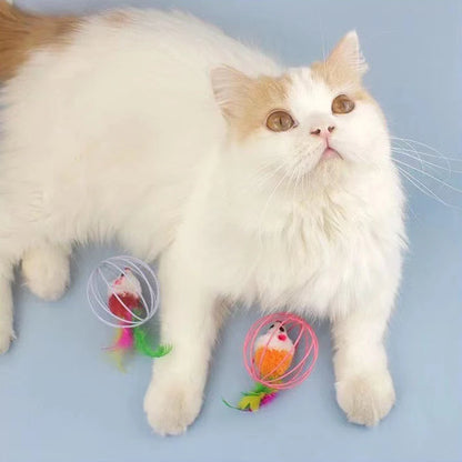 Plush Colorful Mouse Toy Ball for Cats and Kittens