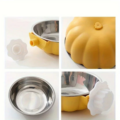 Portable Stainless Steel Pet Bowl for Cage Feeding