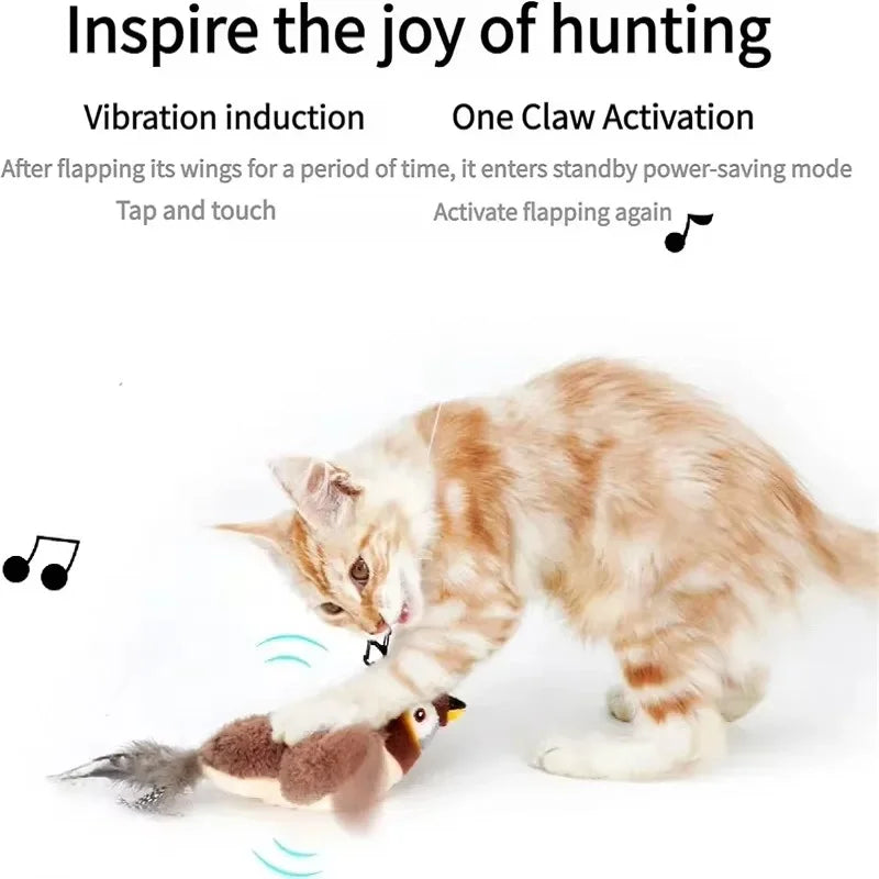 Rechargeable Touch Activated Flapping Bird Cat Toy