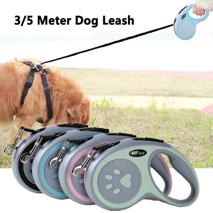 Automatic Retractable Dog Leash with Nylon Rope and Harness