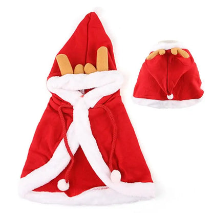 Santa Cape Costume for Cats and Dogs with Red Scarf