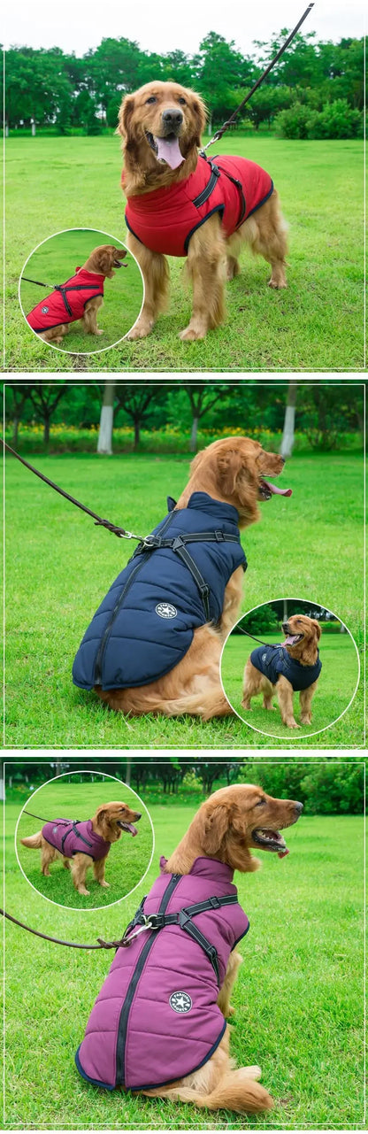 Waterproof Winter Dog Jacket with Harness for Large Breeds