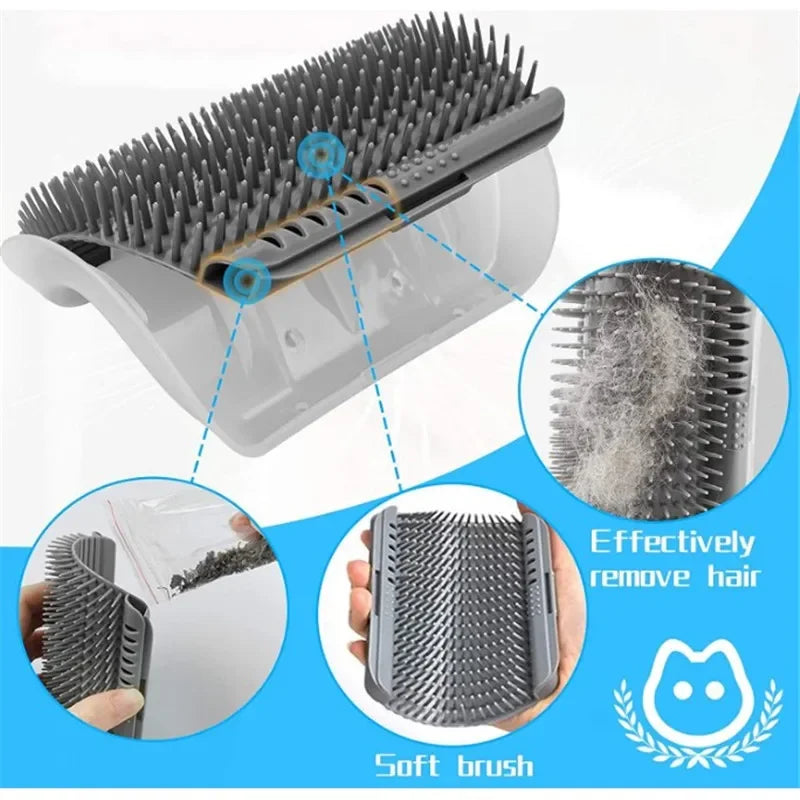 Cat Self-Cleaning Brush and Scratcher for Cats with Catnip