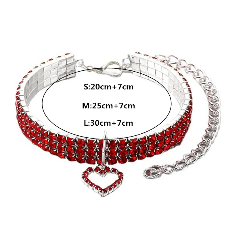 Rhinestone Pet Collar for Cats and Dogs - Adjustable Love Design