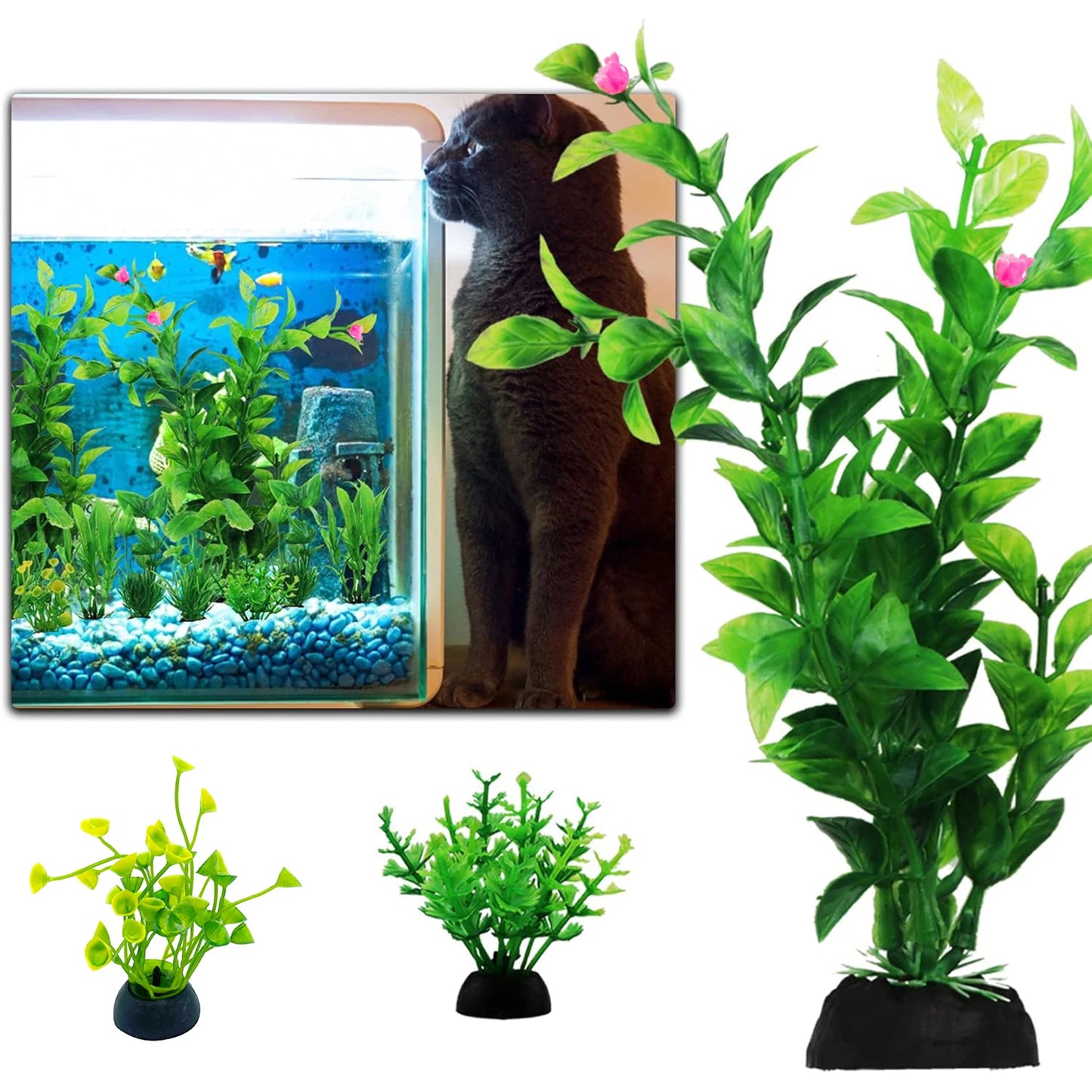 10pcs Artificial Green Plants for Fish Tanks and Aquariums