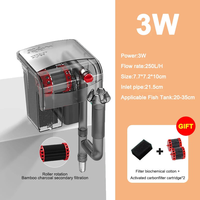 3-in-1 Silent Aquarium Filter and Aeration Pump