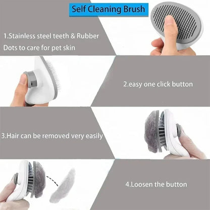 Self-Cleaning Pet Brush for Dogs and Cats