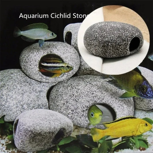 Cichlid Stone Cave Aquarium Ornament for Fish and Shrimp