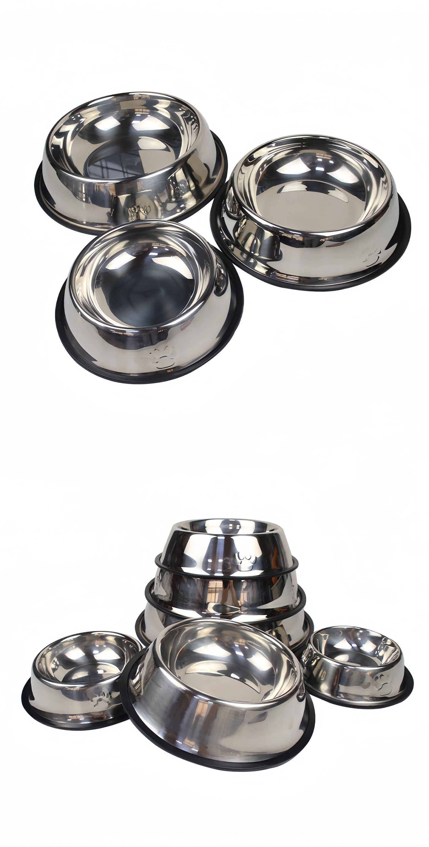 Stainless Steel Pet Feeding Bowl for Dogs and Cats - 6 Sizes