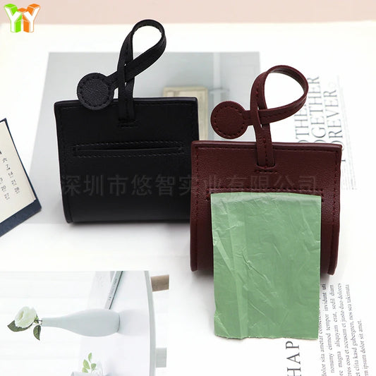 Leather Dog Waste Bag Dispenser for Easy Cleanup