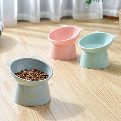 Ergonomic Tilted Cat Food Bowl for Flat-Faced Cats