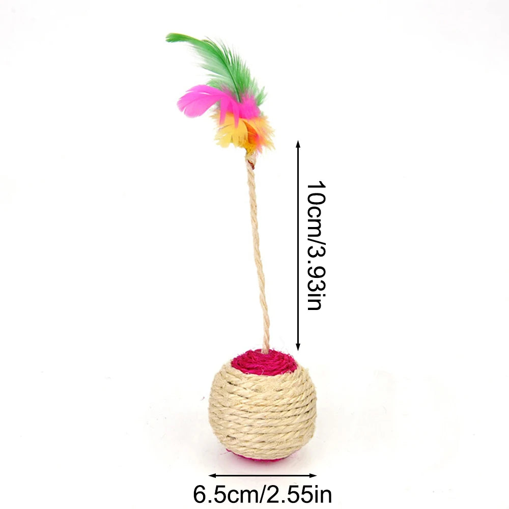 Colorful Feather Cat Toy Ball for Interactive Play and Claw Grinding