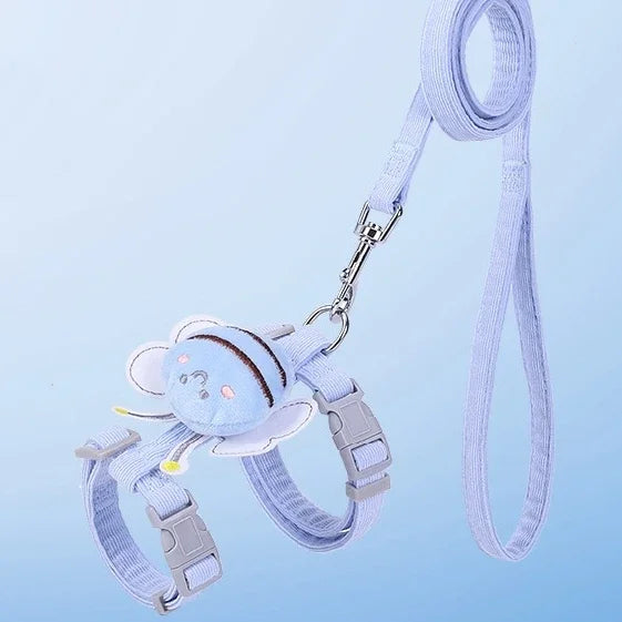 Adjustable Cartoon Bee Pet Harness and Leash Set for Small Dogs