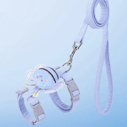 Adjustable Cartoon Bee Pet Harness and Leash Set for Small Dogs