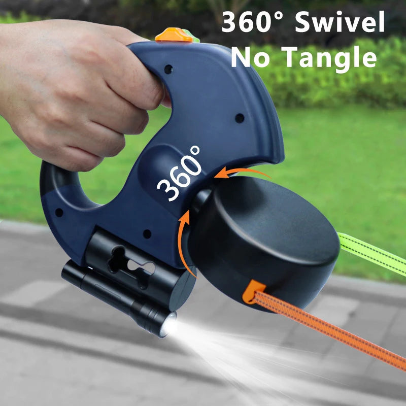 Reflective Retractable Double Dog Leash for Small Dogs