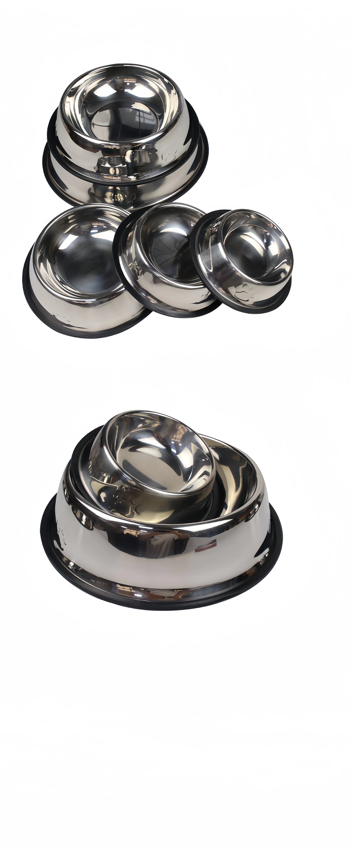 Stainless Steel Pet Feeding Bowl for Dogs and Cats - 6 Sizes