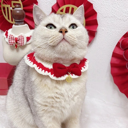 Christmas Cat Bow Tie Collar Scarf for Festive Pet Style