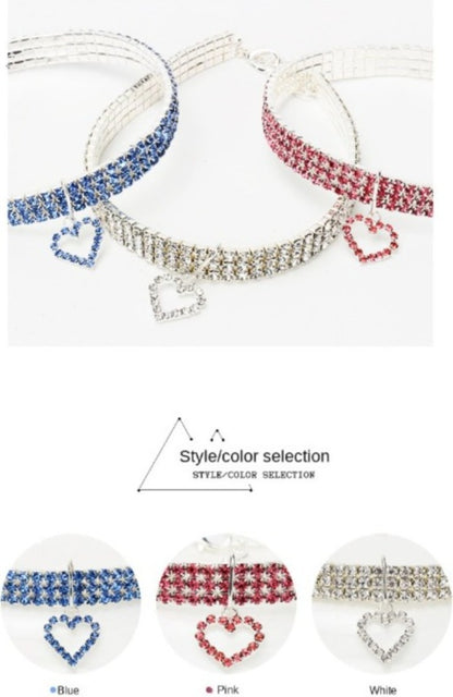 Rhinestone Pet Collar for Cats and Dogs - Adjustable Love Design