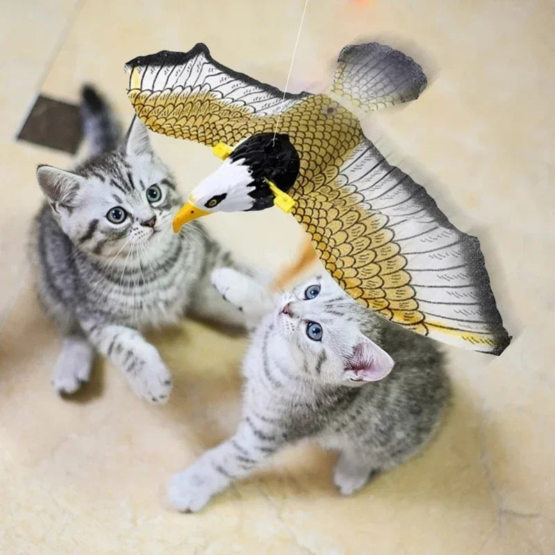 Electric Flying Bird Interactive Cat Toy with Teaser Stick
