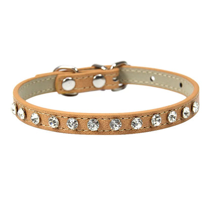 Rhinestone Cat Collar and Leather Dog Neck Strap