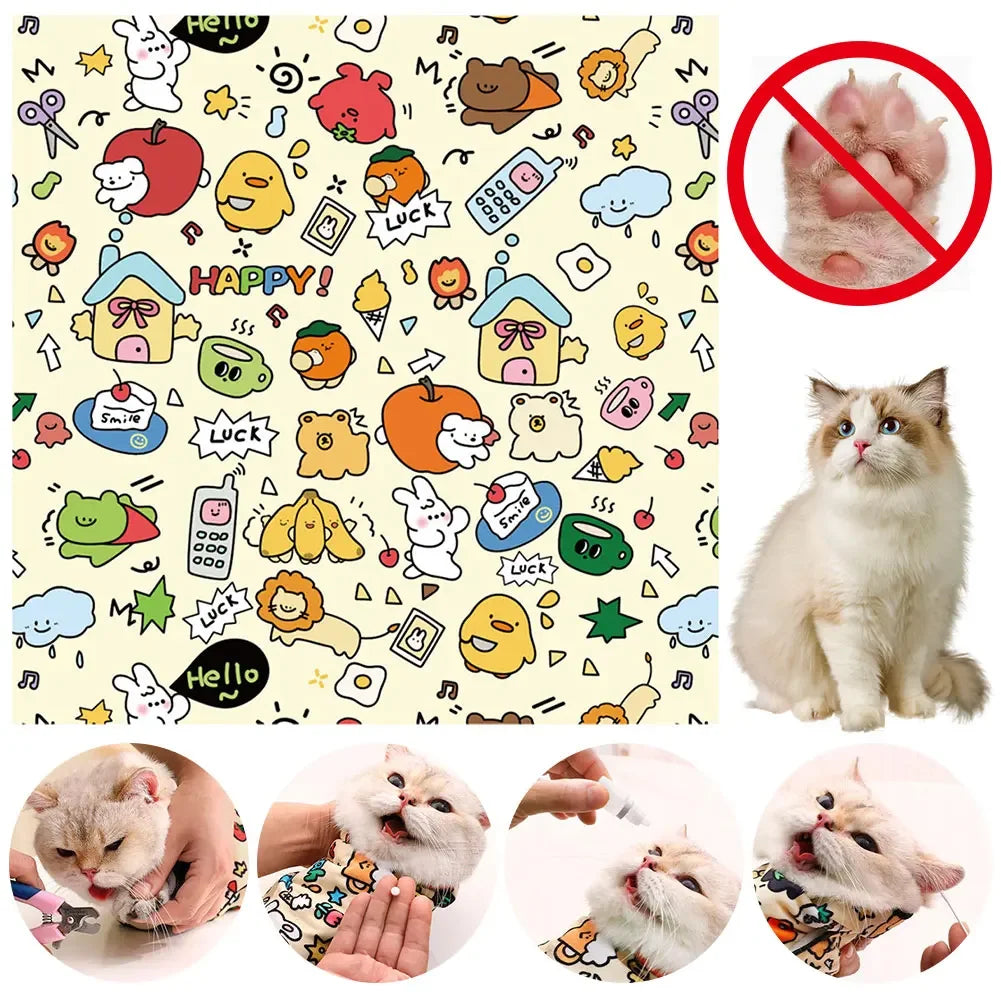 Self-Adhesive Cat Grooming Swaddle Wrap for Nail Care