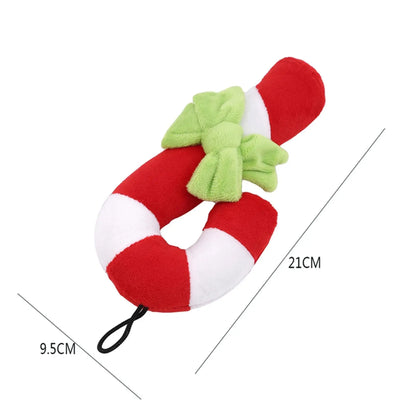 Candy Cane Dog Chew Toy - Interactive Bite Training Tool