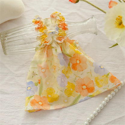 Floral Cotton Suspender Skirt for Cats and Dogs