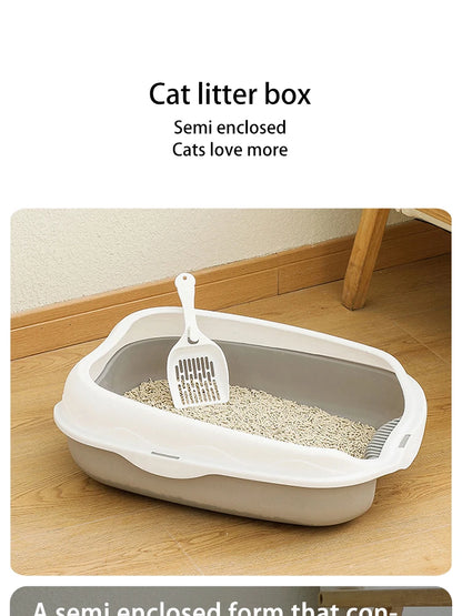 Large Semi-Enclosed Spatter-Proof Cat Litter Box