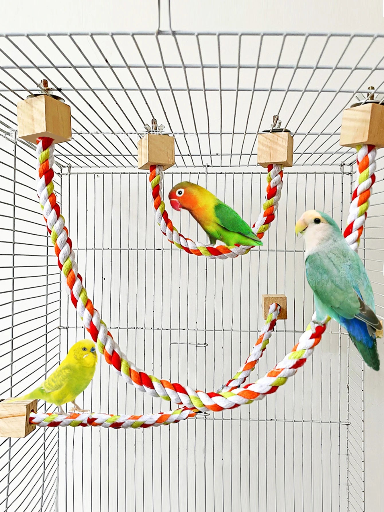 Colorful Cotton Rope Swing Toys for Parrots and Birds