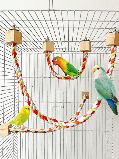 Colorful Cotton Rope Swing Toys for Parrots and Birds