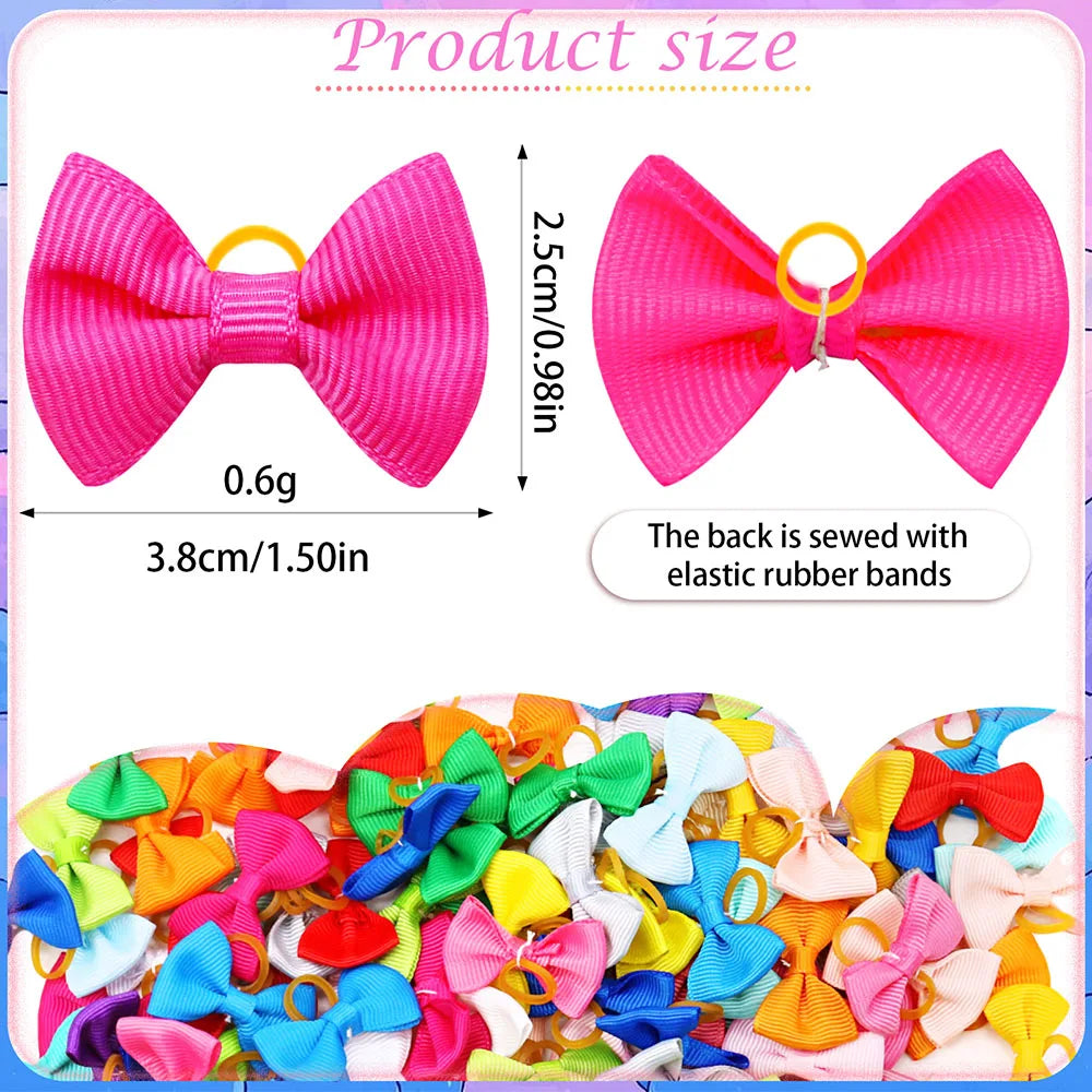 20pcs Handmade Solid Dog Hair Bows for Small Dogs