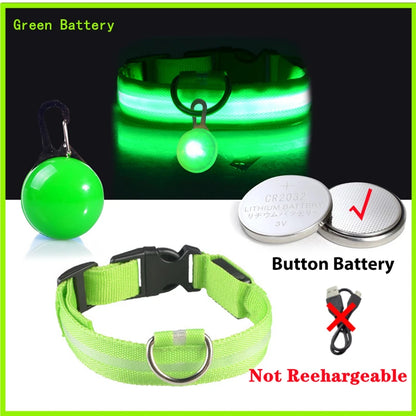 LED Light-Up Dog Collar for Night Safety - USB Rechargeable