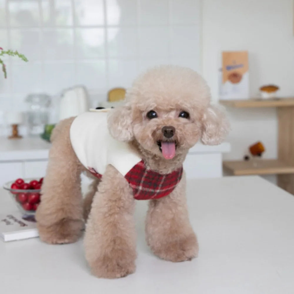 Plaid Christmas Dog Vest and Skirt for Small Pets