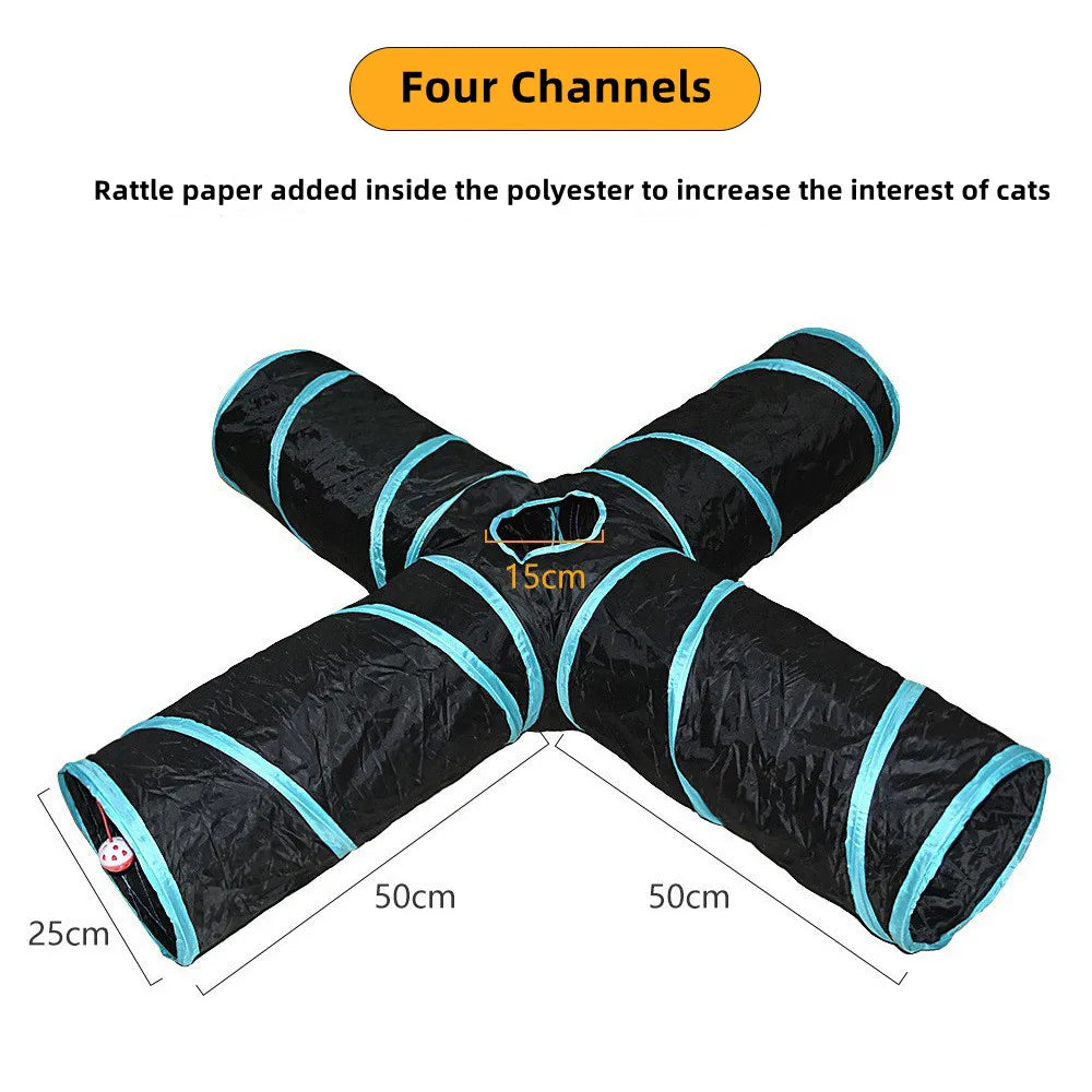 Foldable Cat Tunnel Toy - Breathable Indoor Play for Cats